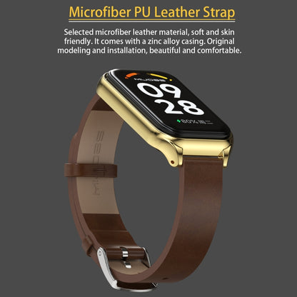 สายนาฬิกาหนังแท้ Mijobs Metal Shell, For Xiaomi Smart Band 8 Active / Redmi Band 2