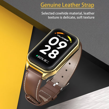 สายนาฬิกาหนังแท้ Mijobs Metal Shell, For Xiaomi Smart Band 8 Active / Redmi Band 2