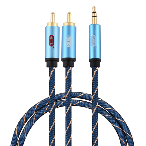 EMK 3.5 มม. แจ็คชายถึง 2 x RCA ชายตัวเชื่อมต่อชุบทองสายสัญญาณเสียงลำโพง, 1m, 1.5m, 2m, 3m, 5m