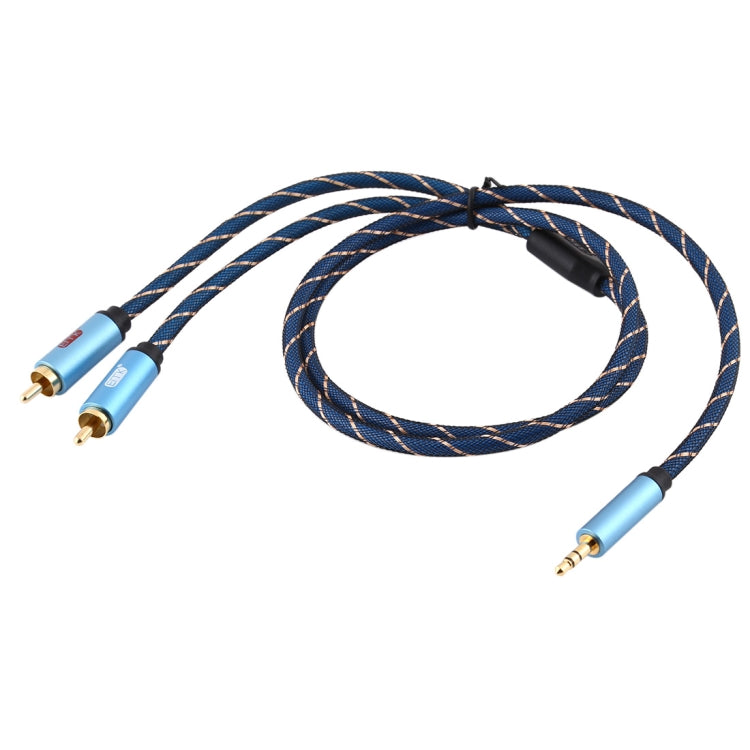 EMK 3.5 มม. แจ็คชายถึง 2 x RCA ชายตัวเชื่อมต่อชุบทองสายสัญญาณเสียงลำโพง, 1m, 1.5m, 2m, 3m, 5m