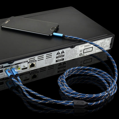 EMK 3.5 มม. แจ็คชายถึง 2 x RCA ชายตัวเชื่อมต่อชุบทองสายสัญญาณเสียงลำโพง, 1m, 1.5m, 2m, 3m, 5m
