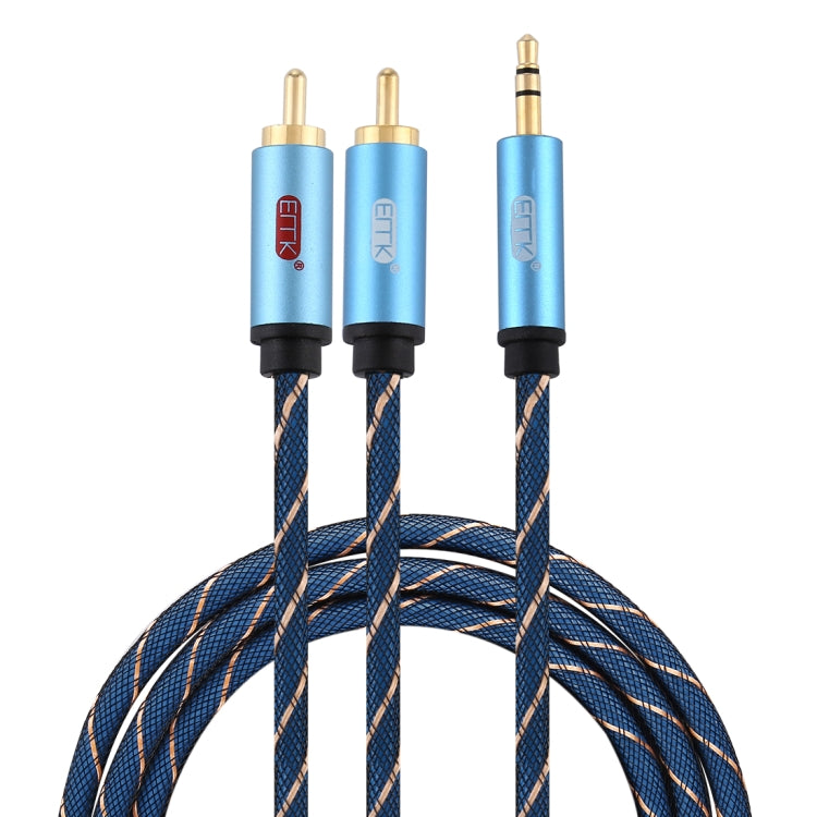 EMK 3.5 มม. แจ็คชายถึง 2 x RCA ชายตัวเชื่อมต่อชุบทองสายสัญญาณเสียงลำโพง, 1m, 1.5m, 2m, 3m, 5m
