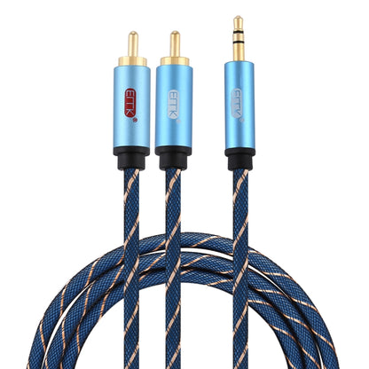 EMK 3.5 มม. แจ็คชายถึง 2 x RCA ชายตัวเชื่อมต่อชุบทองสายสัญญาณเสียงลำโพง, 1m, 1.5m, 2m, 3m, 5m