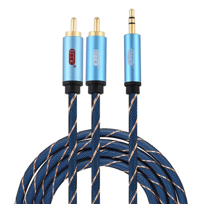 EMK 3.5 มม. แจ็คชายถึง 2 x RCA ชายตัวเชื่อมต่อชุบทองสายสัญญาณเสียงลำโพง, 1m, 1.5m, 2m, 3m, 5m