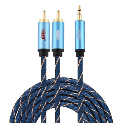 EMK 3.5 มม. แจ็คชายถึง 2 x RCA ชายตัวเชื่อมต่อชุบทองสายสัญญาณเสียงลำโพง, 1m, 1.5m, 2m, 3m, 5m