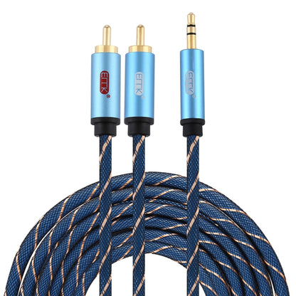 EMK 3.5 มม. แจ็คชายถึง 2 x RCA ชายตัวเชื่อมต่อชุบทองสายสัญญาณเสียงลำโพง, 1m, 1.5m, 2m, 3m, 5m
