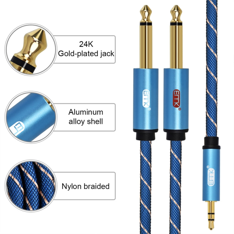 EMK 3.5 มม. แจ็คชายถึง 2 x 6.35 มม. แจ็คชายตัวเชื่อมต่อชุบทองไนลอน Braid สาย AUX สำหรับคอมพิวเตอร์ / X-BOX / PS3 / CD / DVD, 1m, 1.5m, 2m, 3m, 5m