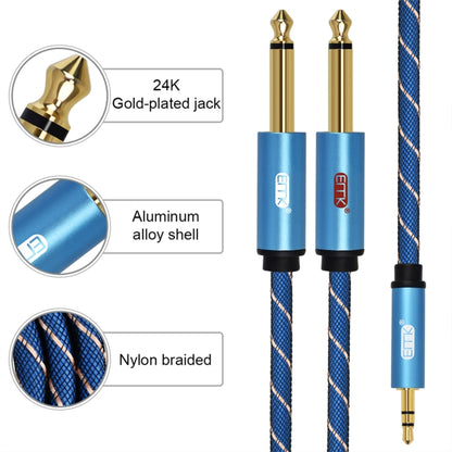 EMK 3.5 มม. แจ็คชายถึง 2 x 6.35 มม. แจ็คชายตัวเชื่อมต่อชุบทองไนลอน Braid สาย AUX สำหรับคอมพิวเตอร์ / X-BOX / PS3 / CD / DVD, 1m, 1.5m, 2m, 3m, 5m