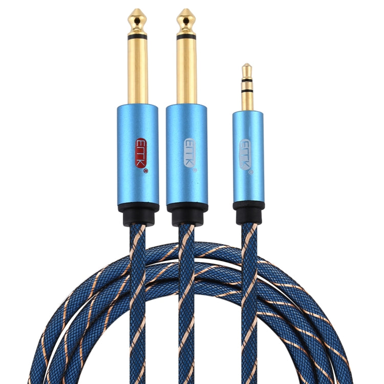 EMK 3.5 มม. แจ็คชายถึง 2 x 6.35 มม. แจ็คชายตัวเชื่อมต่อชุบทองไนลอน Braid สาย AUX สำหรับคอมพิวเตอร์ / X-BOX / PS3 / CD / DVD, 1m, 1.5m, 2m, 3m, 5m