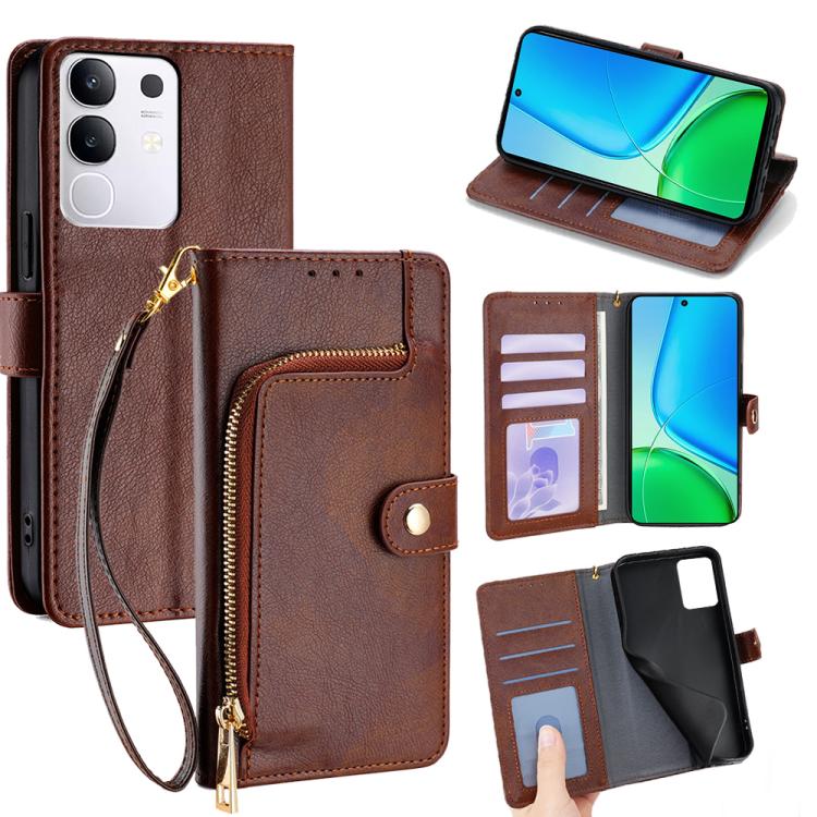 ซองใส่โทรศัพท์หนังซิปกระเป๋า, For vivo V50 Lite 5G, For vivo Y29s 5G / Y04 4G, For vivo Y29 4G Global, For vivo V50 5G, For vivo X200 Pro 5G, For vivo S19 Pro, For vivo S19, For vivo Y28 4G, For vivo X100s, For vivo Y38 5G / T3x Global                 ...