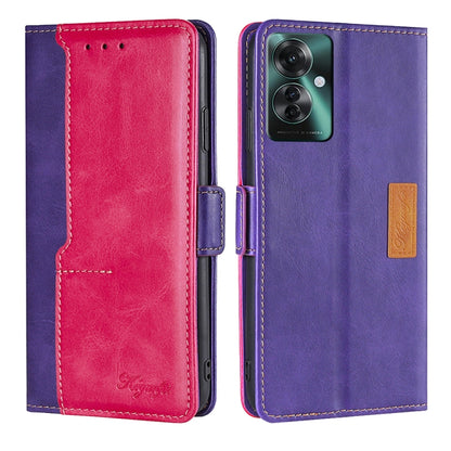 เคสโทรศัพท์หนังหัวเข็มขัดด้านข้างสีตัดกัน, For OPPO F29 5G Global, For OPPO A5 Pro 5G Global, For OPPO A3 5G India, For OPPO Reno12 F 5G, For OPPO A3 Pro 5G India, For OPPO Reno12 5G Global, For OPPO Reno11 F 5G, For OPPO Find X7 5G
