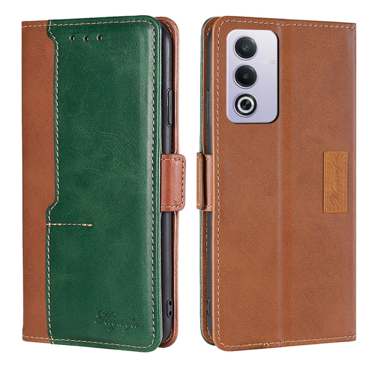 เคสโทรศัพท์หนังหัวเข็มขัดด้านข้างสีตัดกัน, For OPPO F29 5G Global, For OPPO A5 Pro 5G Global, For OPPO A3 5G India, For OPPO Reno12 F 5G, For OPPO A3 Pro 5G India, For OPPO Reno12 5G Global, For OPPO Reno11 F 5G, For OPPO Find X7 5G