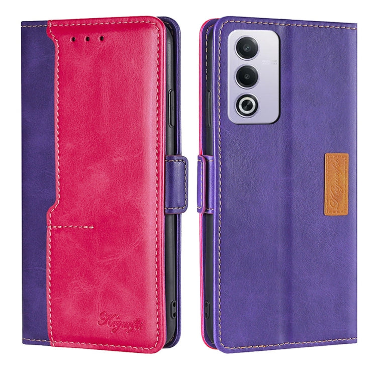 เคสโทรศัพท์หนังหัวเข็มขัดด้านข้างสีตัดกัน, For OPPO F29 5G Global, For OPPO A5 Pro 5G Global, For OPPO A3 5G India, For OPPO Reno12 F 5G, For OPPO A3 Pro 5G India, For OPPO Reno12 5G Global, For OPPO Reno11 F 5G, For OPPO Find X7 5G