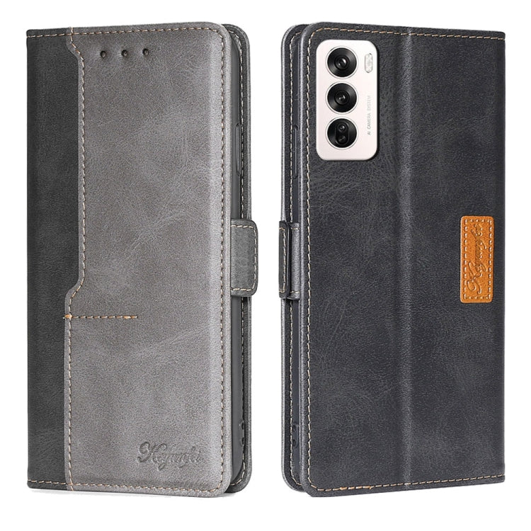 เคสโทรศัพท์หนังหัวเข็มขัดด้านข้างสีตัดกัน, For OPPO F29 5G Global, For OPPO A5 Pro 5G Global, For OPPO A3 5G India, For OPPO Reno12 F 5G, For OPPO A3 Pro 5G India, For OPPO Reno12 5G Global, For OPPO Reno11 F 5G, For OPPO Find X7 5G