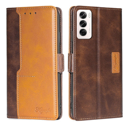 เคสโทรศัพท์หนังหัวเข็มขัดด้านข้างสีตัดกัน, For OPPO F29 5G Global, For OPPO A5 Pro 5G Global, For OPPO A3 5G India, For OPPO Reno12 F 5G, For OPPO A3 Pro 5G India, For OPPO Reno12 5G Global, For OPPO Reno11 F 5G, For OPPO Find X7 5G