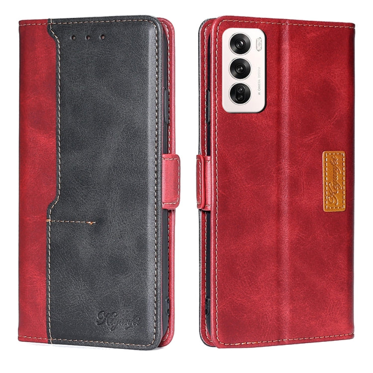 เคสโทรศัพท์หนังหัวเข็มขัดด้านข้างสีตัดกัน, For OPPO F29 5G Global, For OPPO A5 Pro 5G Global, For OPPO A3 5G India, For OPPO Reno12 F 5G, For OPPO A3 Pro 5G India, For OPPO Reno12 5G Global, For OPPO Reno11 F 5G, For OPPO Find X7 5G