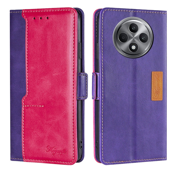 เคสโทรศัพท์หนังหัวเข็มขัดด้านข้างสีตัดกัน, For OPPO F29 5G Global, For OPPO A5 Pro 5G Global, For OPPO A3 5G India, For OPPO Reno12 F 5G, For OPPO A3 Pro 5G India, For OPPO Reno12 5G Global, For OPPO Reno11 F 5G, For OPPO Find X7 5G