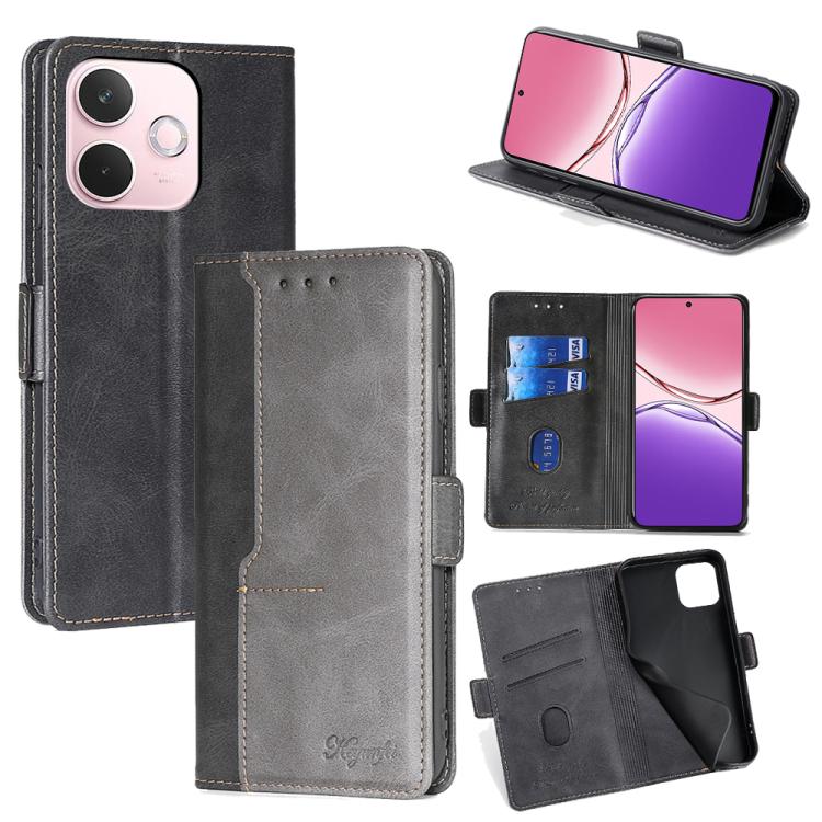 เคสโทรศัพท์หนังหัวเข็มขัดด้านข้างสีตัดกัน, For OPPO F29 5G Global, For OPPO A5 Pro 5G Global, For OPPO A3 5G India, For OPPO Reno12 F 5G, For OPPO A3 Pro 5G India, For OPPO Reno12 5G Global, For OPPO Reno11 F 5G, For OPPO Find X7 5G