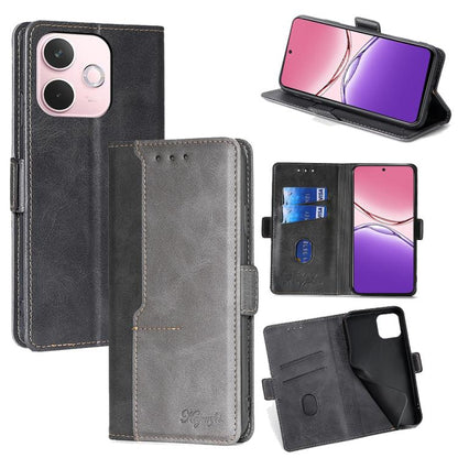 เคสโทรศัพท์หนังหัวเข็มขัดด้านข้างสีตัดกัน, For OPPO F29 5G Global, For OPPO A5 Pro 5G Global, For OPPO A3 5G India, For OPPO Reno12 F 5G, For OPPO A3 Pro 5G India, For OPPO Reno12 5G Global, For OPPO Reno11 F 5G, For OPPO Find X7 5G