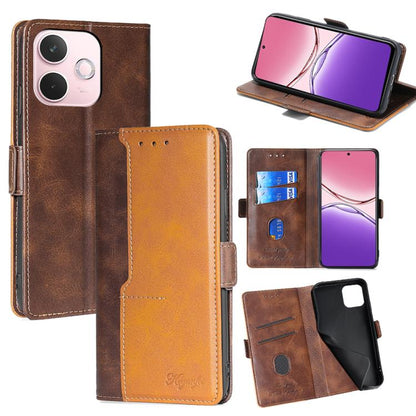 เคสโทรศัพท์หนังหัวเข็มขัดด้านข้างสีตัดกัน, For OPPO F29 5G Global, For OPPO A5 Pro 5G Global, For OPPO A3 5G India, For OPPO Reno12 F 5G, For OPPO A3 Pro 5G India, For OPPO Reno12 5G Global, For OPPO Reno11 F 5G, For OPPO Find X7 5G