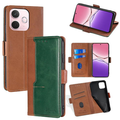 เคสโทรศัพท์หนังหัวเข็มขัดด้านข้างสีตัดกัน, For OPPO F29 5G Global, For OPPO A5 Pro 5G Global, For OPPO A3 5G India, For OPPO Reno12 F 5G, For OPPO A3 Pro 5G India, For OPPO Reno12 5G Global, For OPPO Reno11 F 5G, For OPPO Find X7 5G