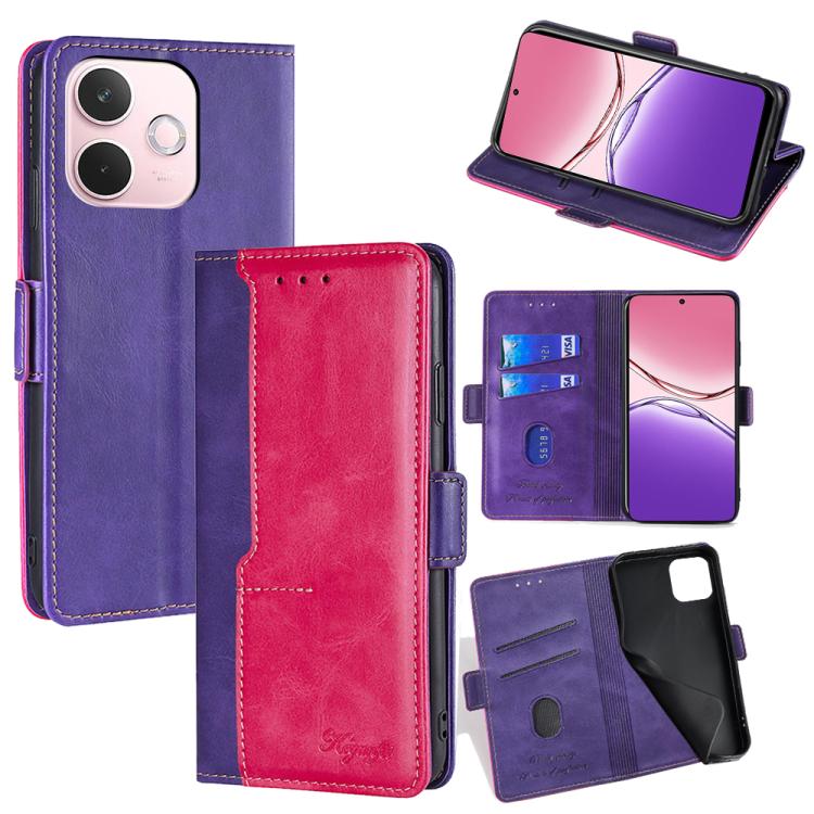 เคสโทรศัพท์หนังหัวเข็มขัดด้านข้างสีตัดกัน, For OPPO F29 5G Global, For OPPO A5 Pro 5G Global, For OPPO A3 5G India, For OPPO Reno12 F 5G, For OPPO A3 Pro 5G India, For OPPO Reno12 5G Global, For OPPO Reno11 F 5G, For OPPO Find X7 5G