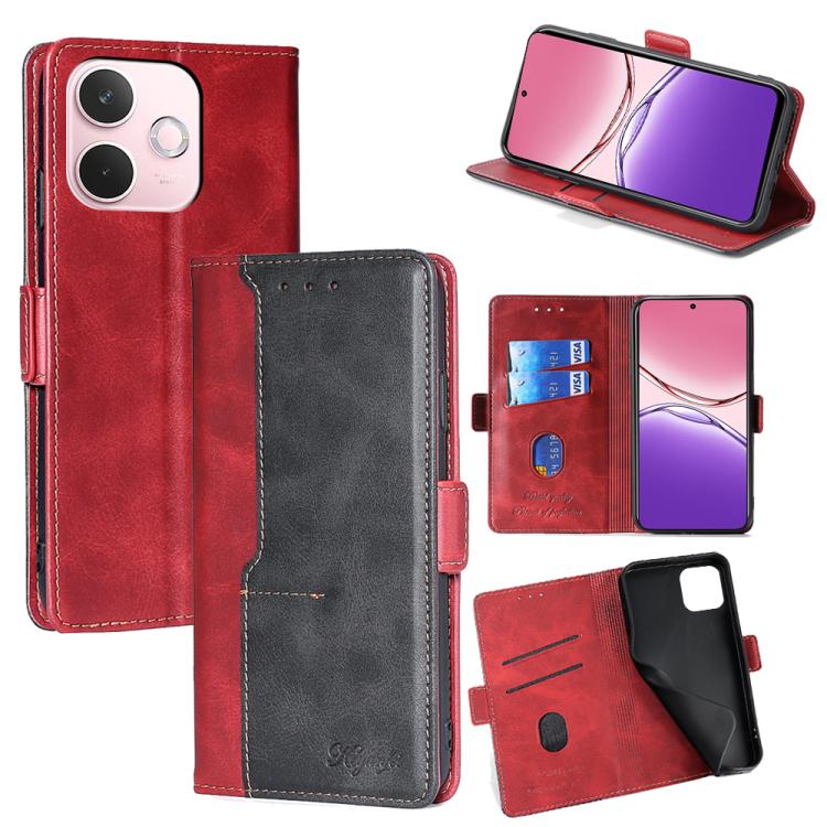 เคสโทรศัพท์หนังหัวเข็มขัดด้านข้างสีตัดกัน, For OPPO F29 5G Global, For OPPO A5 Pro 5G Global, For OPPO A3 5G India, For OPPO Reno12 F 5G, For OPPO A3 Pro 5G India, For OPPO Reno12 5G Global, For OPPO Reno11 F 5G, For OPPO Find X7 5G
