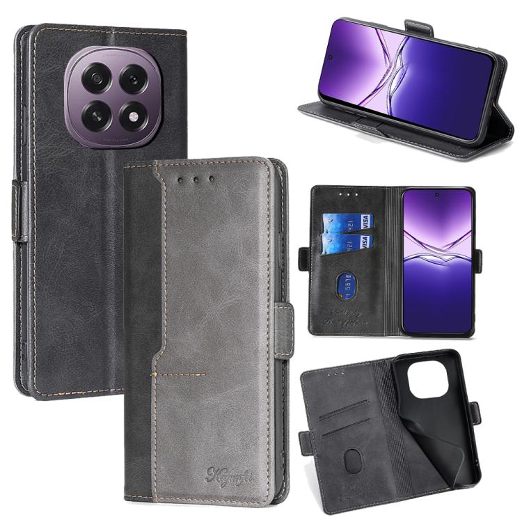 เคสโทรศัพท์หนังหัวเข็มขัดด้านข้างสีตัดกัน, For OPPO F29 5G Global, For OPPO A5 Pro 5G Global, For OPPO A3 5G India, For OPPO Reno12 F 5G, For OPPO A3 Pro 5G India, For OPPO Reno12 5G Global, For OPPO Reno11 F 5G, For OPPO Find X7 5G
