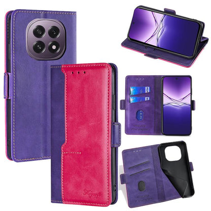 เคสโทรศัพท์หนังหัวเข็มขัดด้านข้างสีตัดกัน, For OPPO F29 5G Global, For OPPO A5 Pro 5G Global, For OPPO A3 5G India, For OPPO Reno12 F 5G, For OPPO A3 Pro 5G India, For OPPO Reno12 5G Global, For OPPO Reno11 F 5G, For OPPO Find X7 5G