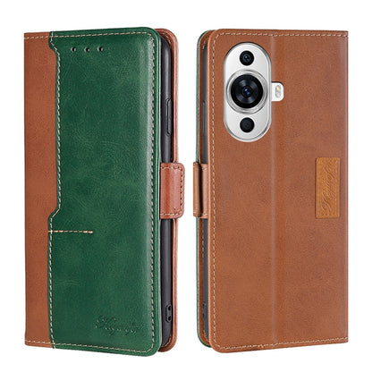 เคสโทรศัพท์หนังหัวเข็มขัดด้านข้างสีตัดกัน, For Huawei Pura 70 5G, For Huawei nova 12 5G, For Huawei Enjoy 60 Pro / nova 11i, For Huawei Enjoy 60X, For Huawei nova 11 Pro 4G / 11 Ultra 4G, For Huawei nova 11 4G