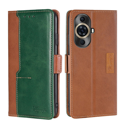 เคสโทรศัพท์หนังหัวเข็มขัดด้านข้างสีตัดกัน, For Huawei Pura 70 5G, For Huawei nova 12 5G, For Huawei Enjoy 60 Pro / nova 11i, For Huawei Enjoy 60X, For Huawei nova 11 Pro 4G / 11 Ultra 4G, For Huawei nova 11 4G
