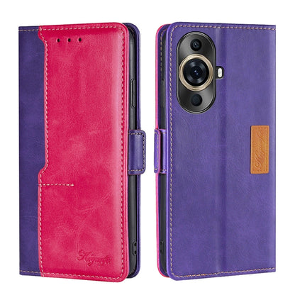 เคสโทรศัพท์หนังหัวเข็มขัดด้านข้างสีตัดกัน, For Huawei Pura 70 5G, For Huawei nova 12 5G, For Huawei Enjoy 60 Pro / nova 11i, For Huawei Enjoy 60X, For Huawei nova 11 Pro 4G / 11 Ultra 4G, For Huawei nova 11 4G