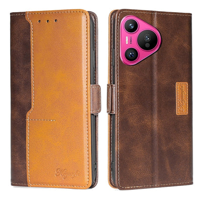 เคสโทรศัพท์หนังหัวเข็มขัดด้านข้างสีตัดกัน, For Huawei Pura 70 5G, For Huawei nova 12 5G, For Huawei Enjoy 60 Pro / nova 11i, For Huawei Enjoy 60X, For Huawei nova 11 Pro 4G / 11 Ultra 4G, For Huawei nova 11 4G