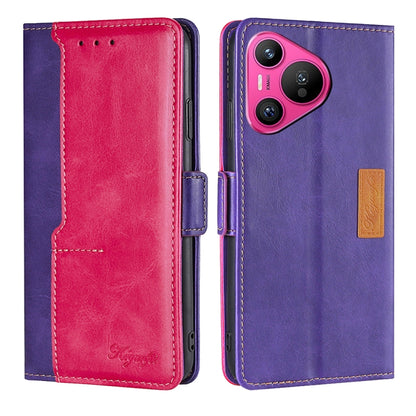 เคสโทรศัพท์หนังหัวเข็มขัดด้านข้างสีตัดกัน, For Huawei Pura 70 5G, For Huawei nova 12 5G, For Huawei Enjoy 60 Pro / nova 11i, For Huawei Enjoy 60X, For Huawei nova 11 Pro 4G / 11 Ultra 4G, For Huawei nova 11 4G