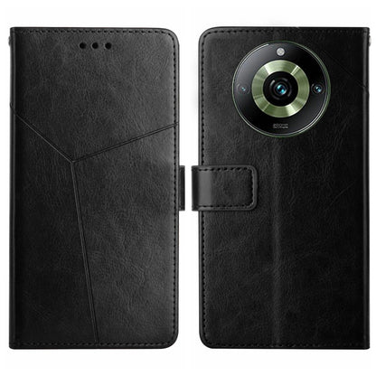 HT01 เคสโทรศัพท์หนังพลิกลายรูปตัว Y, For Realme 11 Pro 5G / 11 Pro+ 5G