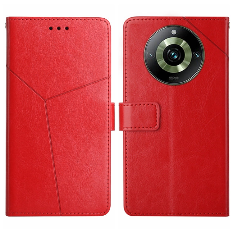 HT01 เคสโทรศัพท์หนังพลิกลายรูปตัว Y, For Realme 11 Pro 5G / 11 Pro+ 5G