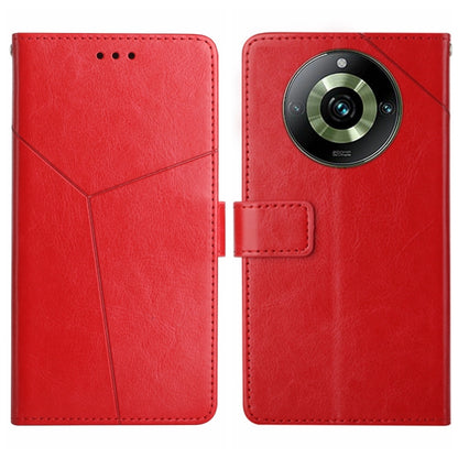 HT01 เคสโทรศัพท์หนังพลิกลายรูปตัว Y, For Realme 11 Pro 5G / 11 Pro+ 5G