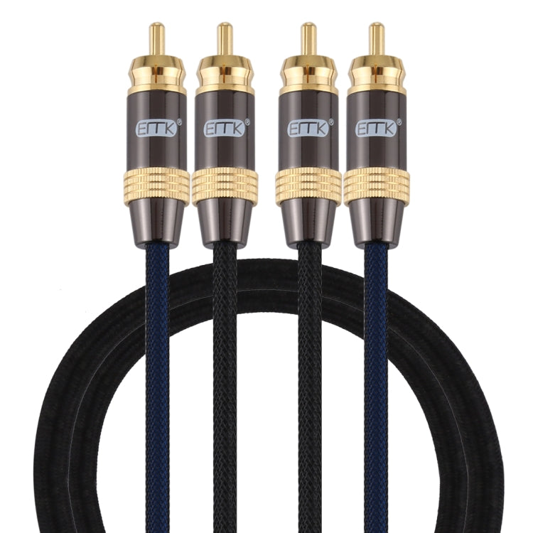 EMK 2 x ชาย RCA ถึง 2 x ชาย RCA ตัวเชื่อมต่อชุบทองไนลอนถักคู่สายสัญญาณเสียงสำหรับทีวี / เครื่องขยายเสียง / โฮมเธียเตอร์ / ดีวีดี, 1m, 1.5m, 2m, 3m, 5m
