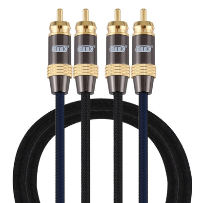 EMK 2 x ชาย RCA ถึง 2 x ชาย RCA ตัวเชื่อมต่อชุบทองไนลอนถักคู่สายสัญญาณเสียงสำหรับทีวี / เครื่องขยายเสียง / โฮมเธียเตอร์ / ดีวีดี, 1m, 1.5m, 2m, 3m, 5m