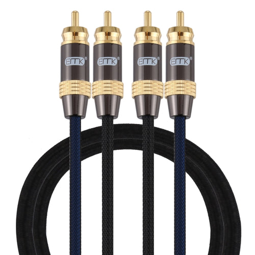 EMK 2 x ชาย RCA ถึง 2 x ชาย RCA ตัวเชื่อมต่อชุบทองไนลอนถักคู่สายสัญญาณเสียงสำหรับทีวี / เครื่องขยายเสียง / โฮมเธียเตอร์ / ดีวีดี, 1m, 1.5m, 2m, 3m, 5m