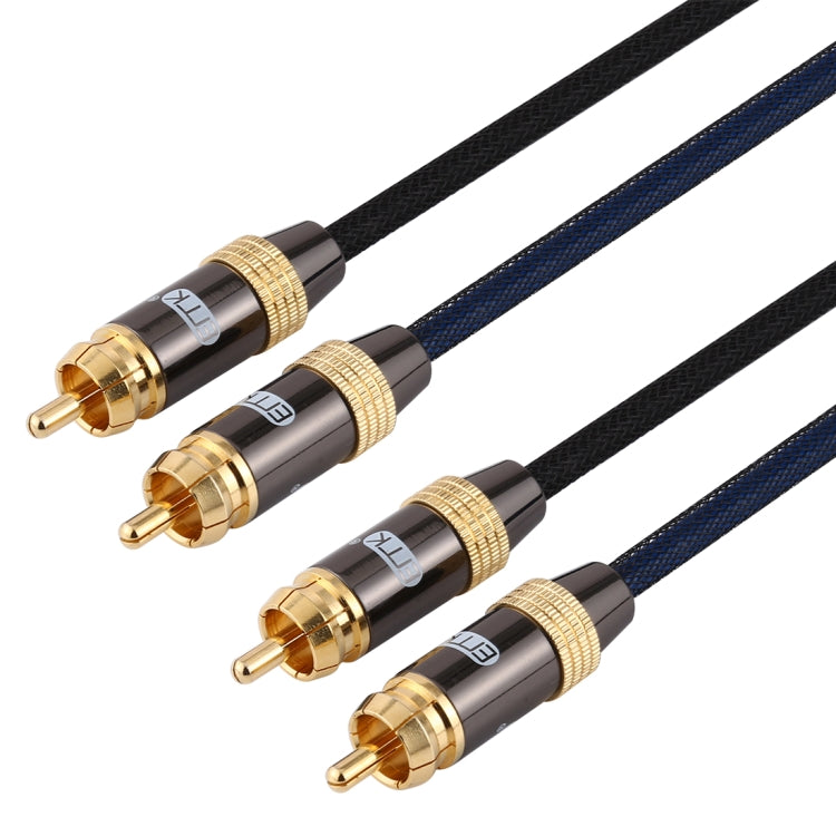 EMK 2 x ชาย RCA ถึง 2 x ชาย RCA ตัวเชื่อมต่อชุบทองไนลอนถักคู่สายสัญญาณเสียงสำหรับทีวี / เครื่องขยายเสียง / โฮมเธียเตอร์ / ดีวีดี, 1m, 1.5m, 2m, 3m, 5m