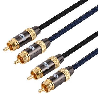 EMK 2 x ชาย RCA ถึง 2 x ชาย RCA ตัวเชื่อมต่อชุบทองไนลอนถักคู่สายสัญญาณเสียงสำหรับทีวี / เครื่องขยายเสียง / โฮมเธียเตอร์ / ดีวีดี, 1m, 1.5m, 2m, 3m, 5m