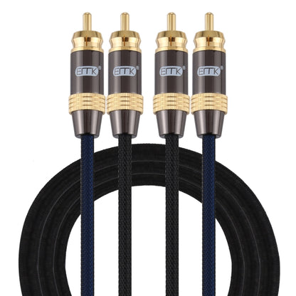 EMK 2 x ชาย RCA ถึง 2 x ชาย RCA ตัวเชื่อมต่อชุบทองไนลอนถักคู่สายสัญญาณเสียงสำหรับทีวี / เครื่องขยายเสียง / โฮมเธียเตอร์ / ดีวีดี, 1m, 1.5m, 2m, 3m, 5m