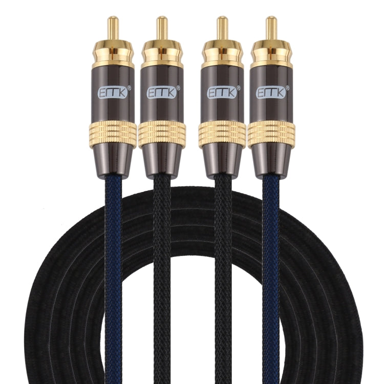 EMK 2 x ชาย RCA ถึง 2 x ชาย RCA ตัวเชื่อมต่อชุบทองไนลอนถักคู่สายสัญญาณเสียงสำหรับทีวี / เครื่องขยายเสียง / โฮมเธียเตอร์ / ดีวีดี, 1m, 1.5m, 2m, 3m, 5m