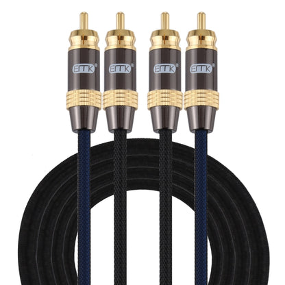 EMK 2 x ชาย RCA ถึง 2 x ชาย RCA ตัวเชื่อมต่อชุบทองไนลอนถักคู่สายสัญญาณเสียงสำหรับทีวี / เครื่องขยายเสียง / โฮมเธียเตอร์ / ดีวีดี, 1m, 1.5m, 2m, 3m, 5m