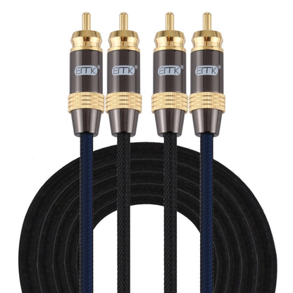 EMK 2 x ชาย RCA ถึง 2 x ชาย RCA ตัวเชื่อมต่อชุบทองไนลอนถักคู่สายสัญญาณเสียงสำหรับทีวี / เครื่องขยายเสียง / โฮมเธียเตอร์ / ดีวีดี, 1m, 1.5m, 2m, 3m, 5m
