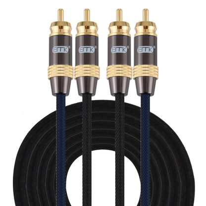 EMK 2 x ชาย RCA ถึง 2 x ชาย RCA ตัวเชื่อมต่อชุบทองไนลอนถักคู่สายสัญญาณเสียงสำหรับทีวี / เครื่องขยายเสียง / โฮมเธียเตอร์ / ดีวีดี, 1m, 1.5m, 2m, 3m, 5m