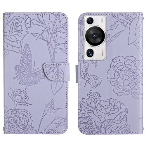 HT03 เคสโทรศัพท์หนังพลิกลายผีเสื้อ Skin Feel Butterfly, For Huawei P60 Pro