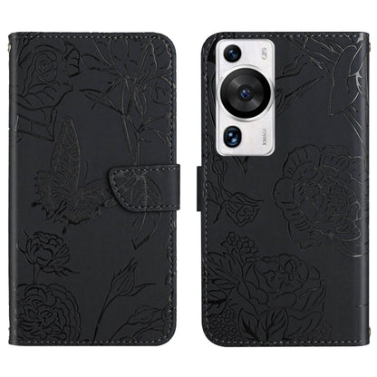 HT03 เคสโทรศัพท์หนังพลิกลายผีเสื้อ Skin Feel Butterfly, For Huawei P60 Pro