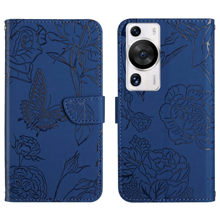 HT03 เคสโทรศัพท์หนังพลิกลายผีเสื้อ Skin Feel Butterfly, For Huawei P60 Pro